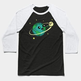 Earth And Moon Spinning Around Baseball T-Shirt